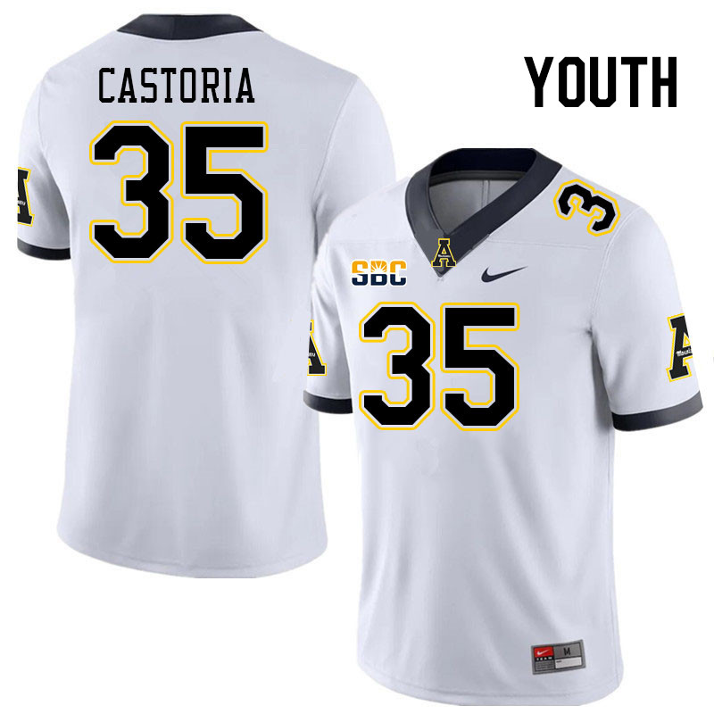 Youth #35 Dylan Castoria Appalachian State Mountaineers College Football Jerseys Stitched Sale-White